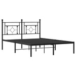 ZNTS Metal Bed Frame without Mattress with Headboard Black 140x200cm 374340