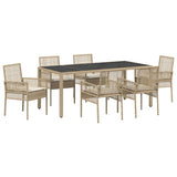 Garden Dining Set 7 pcs Beige Poly rattan 3334891