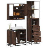 3 Piece Bathroom Furniture Set Brown Oak Engineered Wood 3301179