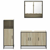 ZNTS 3 Piece Bathroom Furniture Set Sonoma Oak Engineered Wood 3300981