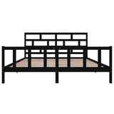 3101372 Bed Frame without Mattress Black Solid Wood 200x200 cm