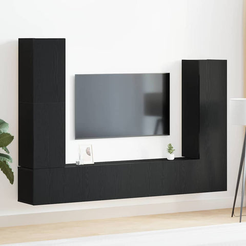 TV Cabinet Set Wall-mounted 6 pcs Black oak 30.5 x 30 x 110 cm 3333060