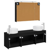 Bathroom Furniture Set 4 pcs Black Oak 3407056