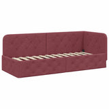 Corner Bed Frame with Headboard Wine Red 80 x 200 cm Fabric 42016482