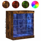 Sideboard with LED Lights Smoked Oak 60.5x37x67 cm 836697