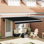 Retractable Awning Manual Black 400 x 300 cm Fabric, Metal 3330604