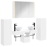 Bathroom Furniture Set 6 pcs White Engineered Wood and Glass 3407119