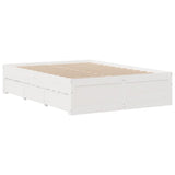 Bed Frame without Mattress with Drawers White 160x200 cm Solid Wood Pine 3308799