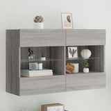 TV Wall Cabinet with LED Lights Grey Sonoma 98.5x30x60.5 cm 837111
