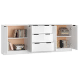 ZNTS 3 Piece Sideboards High Gloss White Engineered Wood 3115784