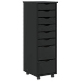 Rolling Cabinet with Drawers MOSS Black Solid Wood Pine 4015786