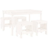 5 Piece Garden Dining Set White Solid Wood Pine 3157716
