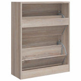 Oak Look Wooden Shoe Cabinet with 2 Compartments 241243