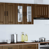 Kitchen Wall Cabinet with Glass Door Lucca Brown Oak Engineered Wood 853914