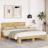 Bed Frame with Headboard without Mattress 140x200 cm Solid Wood Oak 3315722
