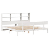 ZNTS Bookcase Bed without Mattress White 180x200 cm Super King Solid Wood Pine 3321815