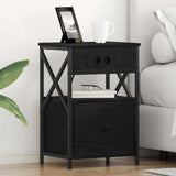 Bedside Cabinet 2 pcs Black Oak 40 x 31 x 60 cm Engineered Wood 859491