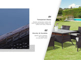 6 Seater Rattan Dining Set with Cushions, Rattan Garden Furniture Set with 6 Armchairs, Rectangular T3398P317727