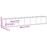 Planter Black 280x40x40 cm Cold-rolled Steel 860689