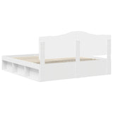 Bed Frame with Headboard White 200 x 200 cm Solid Pine Wood 3413263