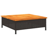Garden Table Black 70x70x25 cm Rattan and Acacia Wood 3281629
