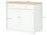 Kitchen Floor Cabinet Side Storage Cupboard Multi-use Sideboard Table with Solid Wood Top, T3398P329819