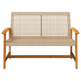 Garden Bench Beige 112 cm Poly Rattan and Acacia Wood 367600