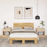 Bed Frame with Headboard without Mattress 120x200 cm Solid Wood Oak 3315721