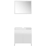 Bathroom Furniture Set High Gloss White Engineered Wood 802657