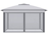 3.3 x 3.3m Pop Up Gazebo, Double Roof Foldable Canopy Tent with Zipped Mesh Sidewalls, Height T3398P314094