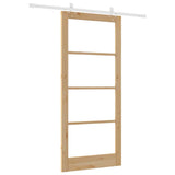 Sliding Door Natural 93 x 211 cm Solid Pine Wood and Glass 3332233