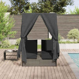Double Sun Lounger with Roof Grey 205 x 129 x 200 cm PE rattan 3376129