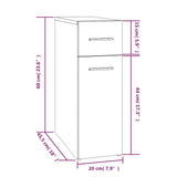 Apothecary Cabinet Grey Sonoma 20x45.5x60 cm Engineered Wood 815865