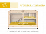 Rabbit Hutch Indoor with Wheels, Wooden Guinea Pig House Hamster Cage, 2 Layers Bunny Cage with T3398P548512