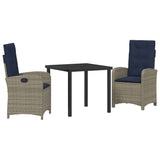 Garden Dining Set with Cushion 3 pcs Grey Poly Rattan 3380351