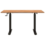 Desk Black and Light Brown 140 x 60 cm Solid Oak Wood 3426554