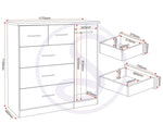 ZNTS Nevada 5 Drawer Low Wardrobe 100-101-138