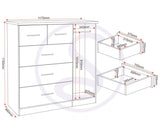 ZNTS Nevada 5 Drawer Low Wardrobe 100-101-138