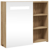 Bathroom Mirror Cabinet with LED Light Oak 60x13x52 cm 357972