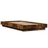 Bed Frame with LED Lights without Mattress Smoked Oak 75x190cm 3281158