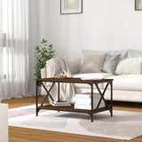 ZNTS Coffee Table Brown Oak 80x50x45 cm Engineered Wood and Iron 823321