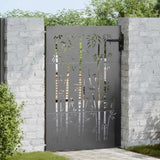 Garden Gate with Lock Black 85 x 125 cm Powder-coated steel 42015870