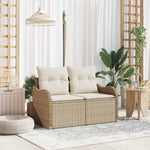 Garden Sofa with Cushion Beige 121 x 62 x 69cm Poly Rattan 42006726