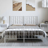 Metal Bed Frame without Mattress with Footboard White 150x200cm 374506