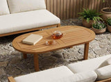 Table Top 80 x 40 x 2.5 cm Oval Solid Teak Wood Natural 42033170