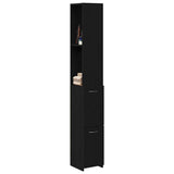 Bathroom Cabinet Black Oak 25 x 25 x 170 cm Engineered Wood 862669