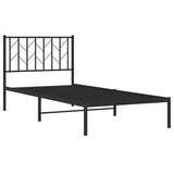 Metal Bed Frame without Mattress with Headboard Black 90x200cm 374430