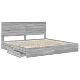 Storage Bed Grey Sonoma 200 x 200 cm Engineered Wood 3411178