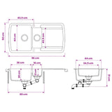 Kitchen Sink Double Basin Granite 96 x 50 x 31 cm Graphite 42053753