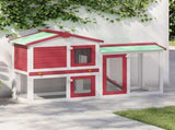Outdoor Large Rabbit Hutch Red and White 145 x 45 x 84 Wood 170842